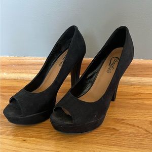 Candie's Black Peep Toe Platform High Heels